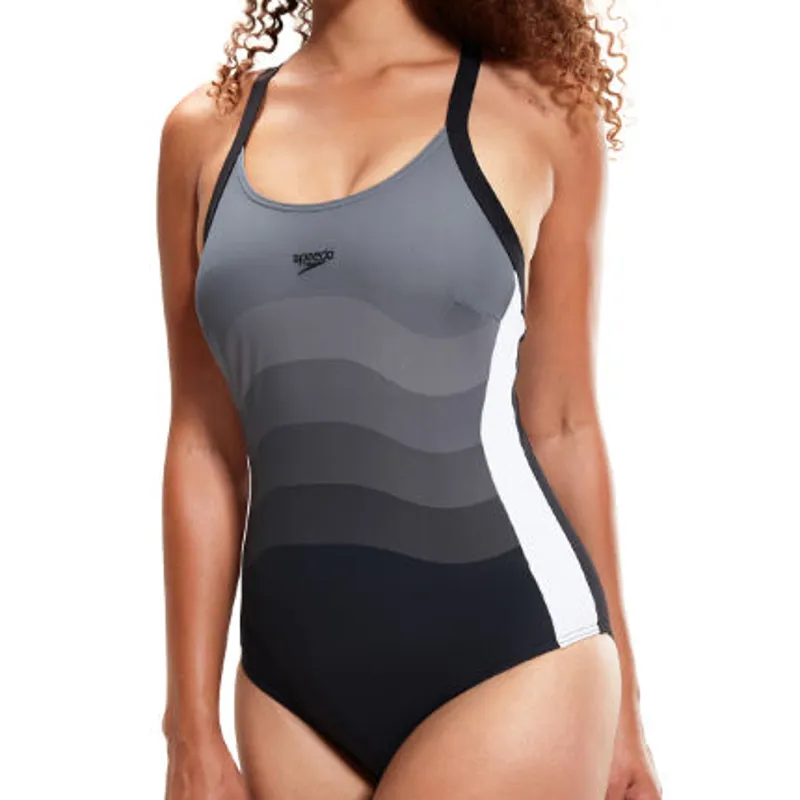 Speedo Women's Shaping Printed Entwine 1 Piece Black/White-3